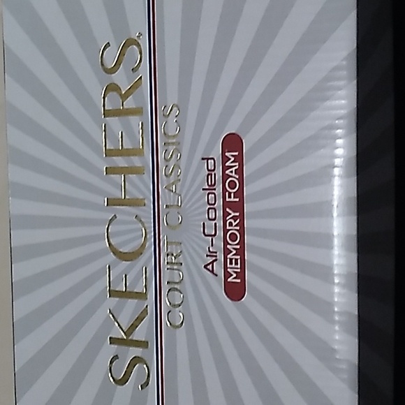 NIB Women's Skechers Court Classics memory foam white with leopard stripe sz 11 - Picture 7 of 10